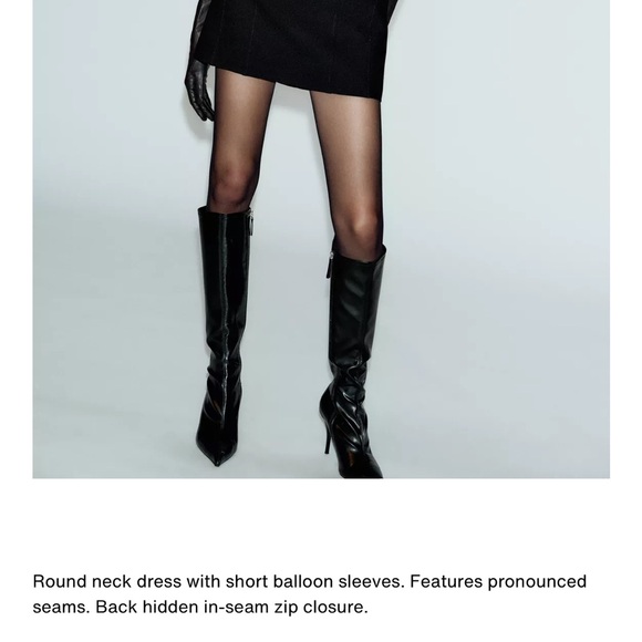 Zara NWT black balloon puff sleeve mini dress - Picture 2 of 14